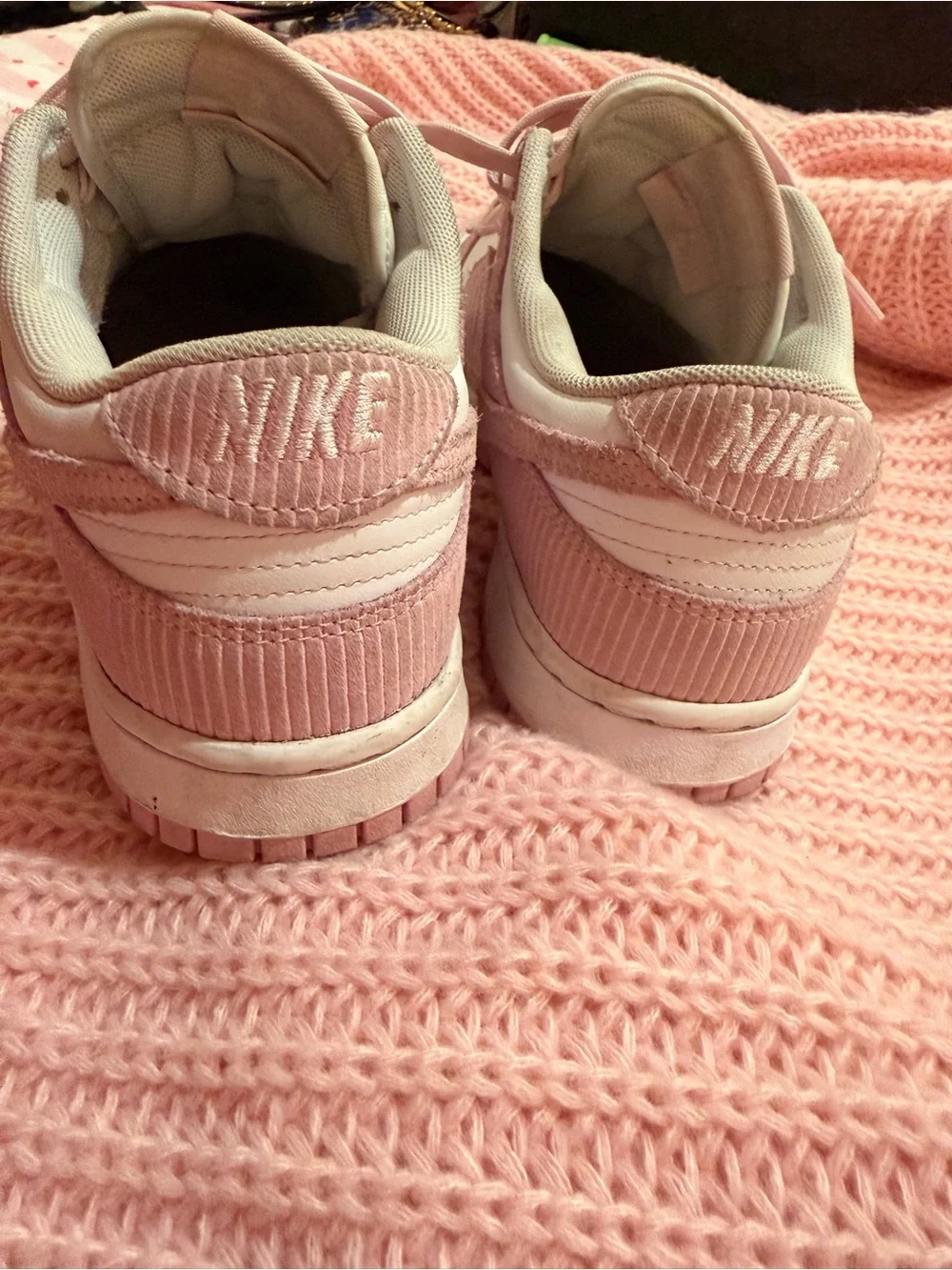 Nike Pink and White Low-Top Sneakers